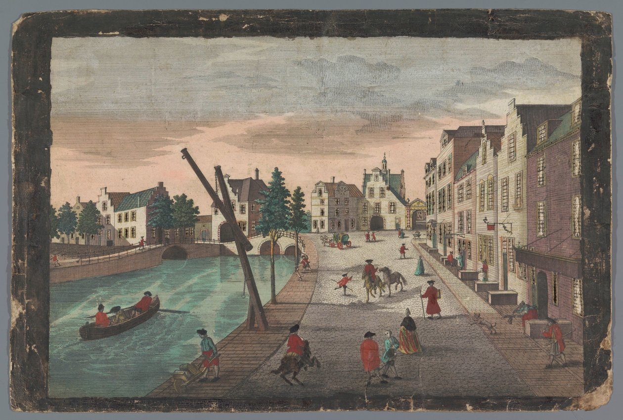 منظر لـ Rotterdamse Poort و Ketelpoort في Delft Prospect der Ketel Bey dem Rotterdammer Thor، innerhalb der Stadt Delft بواسطة جورج بالتازار بروبست (ربما)