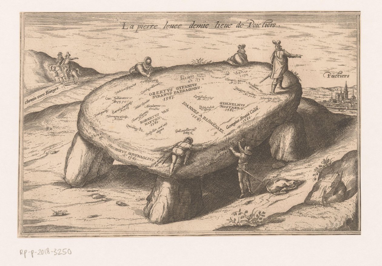 منظر لبيير ليفي بالقرب من بواتييه La pierre levee demie lieue de Poictiers (العنوان على الكائن) بواسطة جورج براون (ربما)