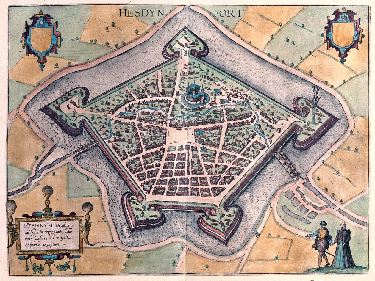 هيسدين، فرنسا - في كتاب "Civitates Orbis Terrarum" لجورج براون، كولونيا 1617 بواسطة جورج براون