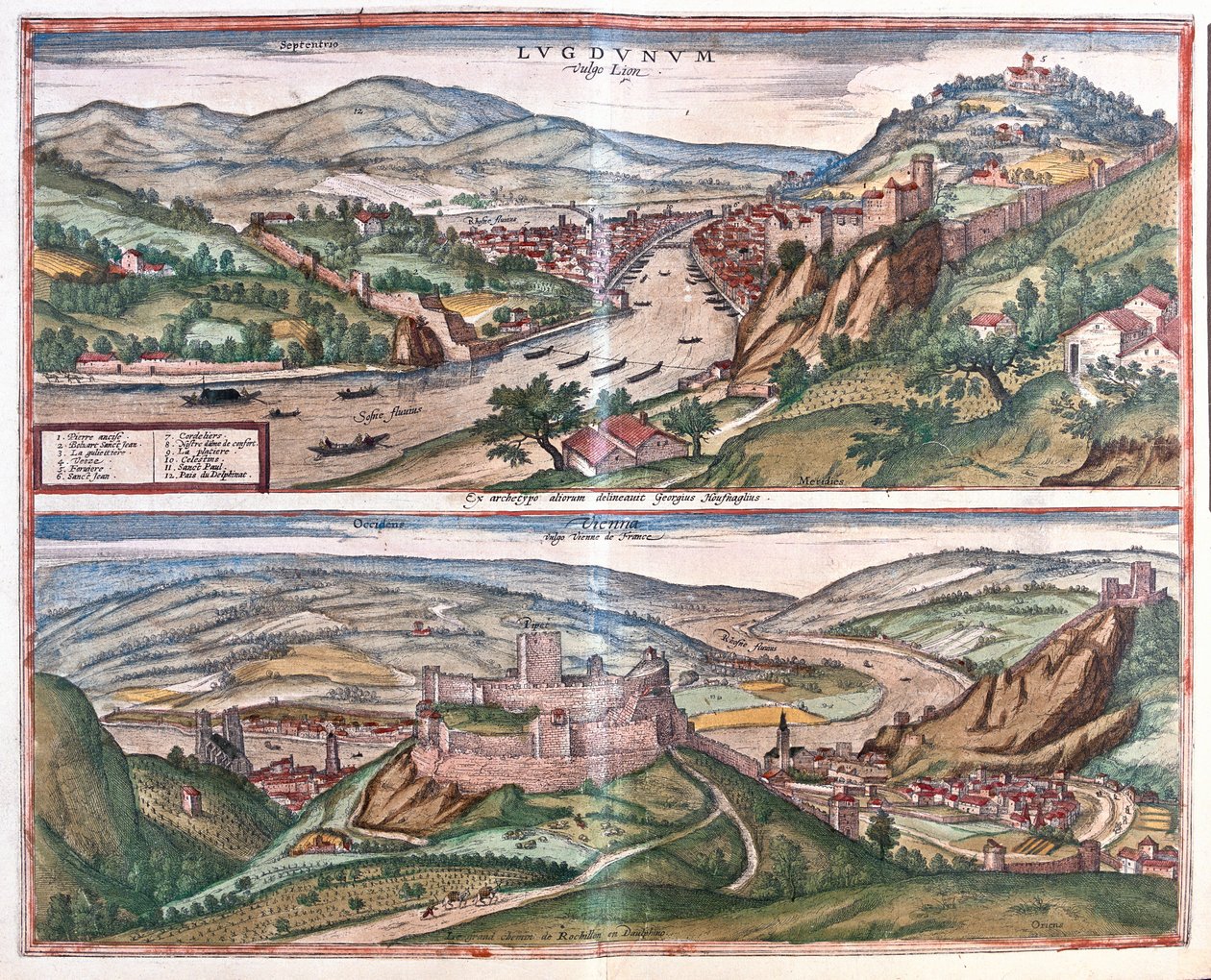 ليون - فيين، فرنسا - في كتاب "Civitates Orbis Terrarum" لجورج براون، كولونيا 1617 بواسطة جورج براون