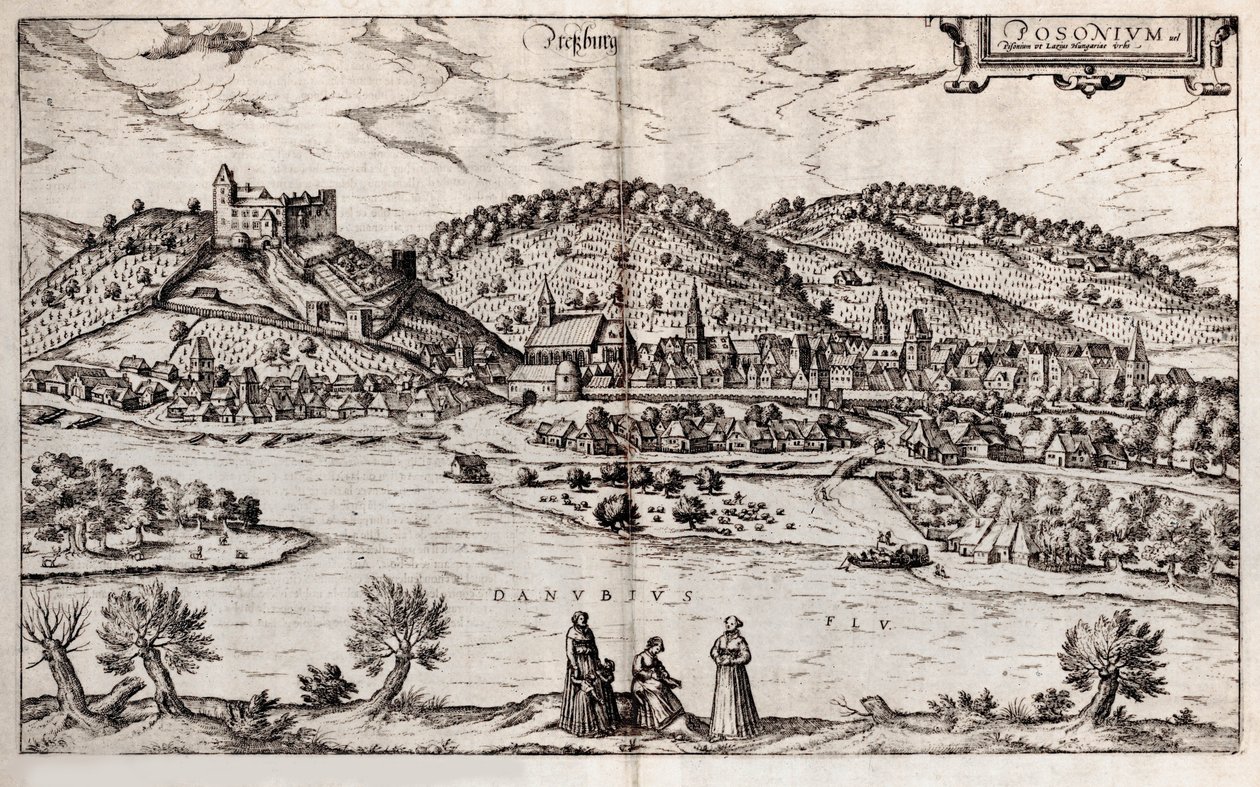 Pressburg براتيسلافا. من مدن الأرض ، 1588 بواسطة جورج براون وفرانز هوغنبرغ