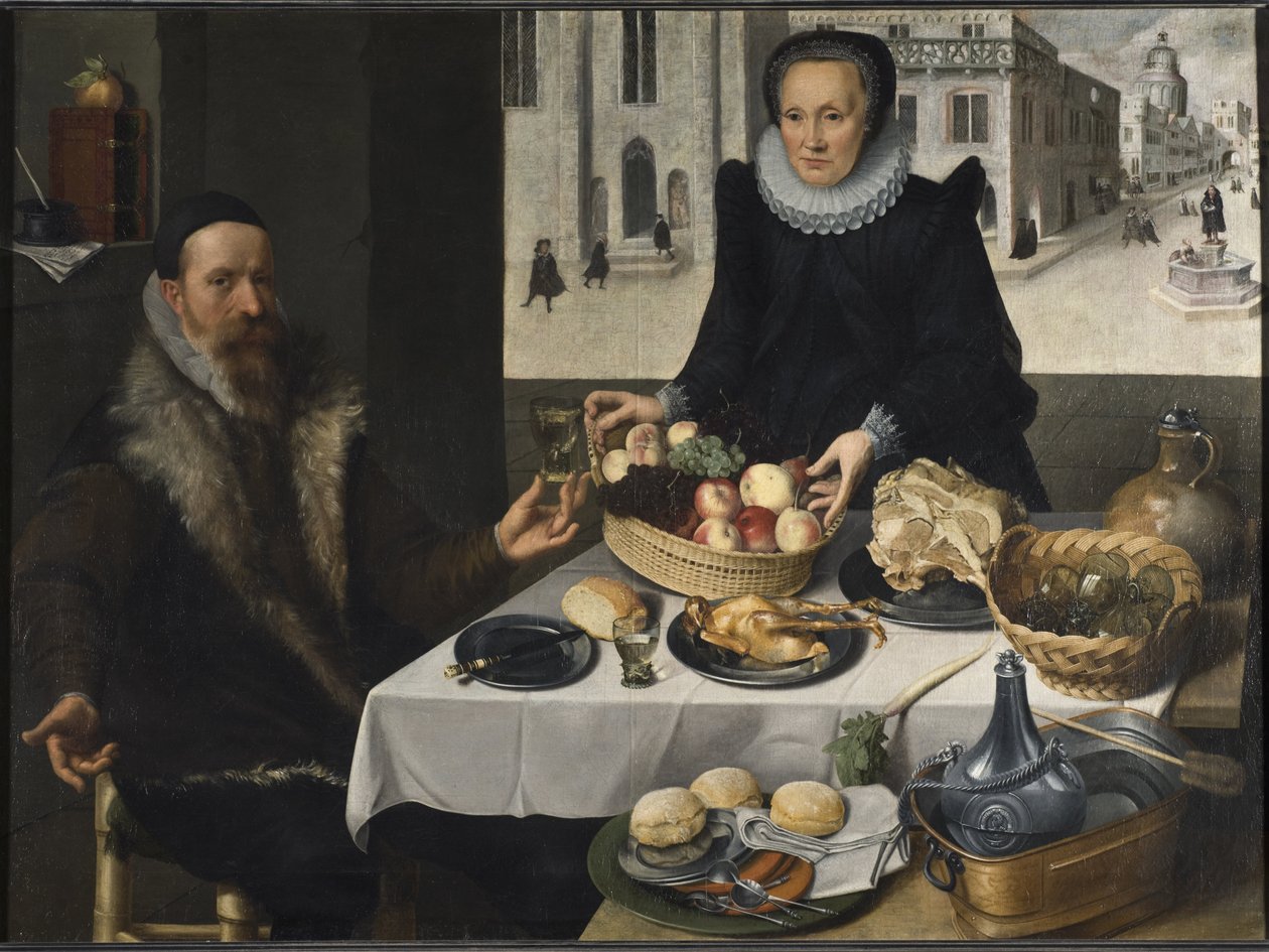 صورة مزدوجة لعمر الزوجين - صورة مزدوجة للزوجين المسنين ، بقلم فليجيل ، جورج (1566-1638). زيت على قماش. الأبعاد: 134.5 × 186 سم. المتحف الوطني ستوكهولم بواسطة جورج فليجل