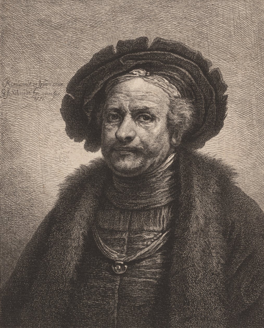 بورتريه ذاتي لرامبرانت ، 1771. بواسطة جورج فريدريش شميدت