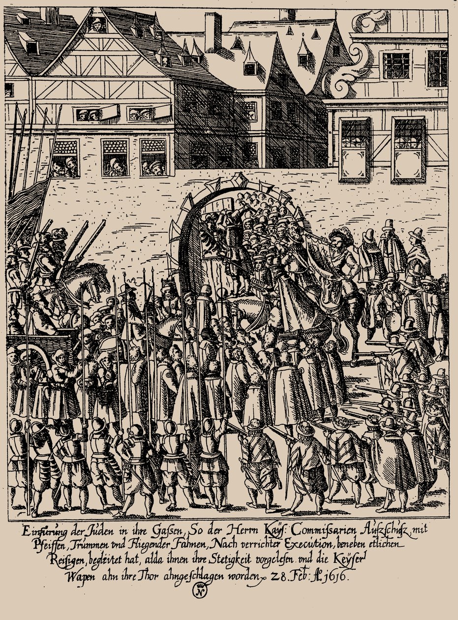 ارتفاع Fettmilch. إعادة تقديم اليهود في فرانكفورت في 28 فبراير 1616 ، ج. 1616-1617. بواسطة جورج كيلر