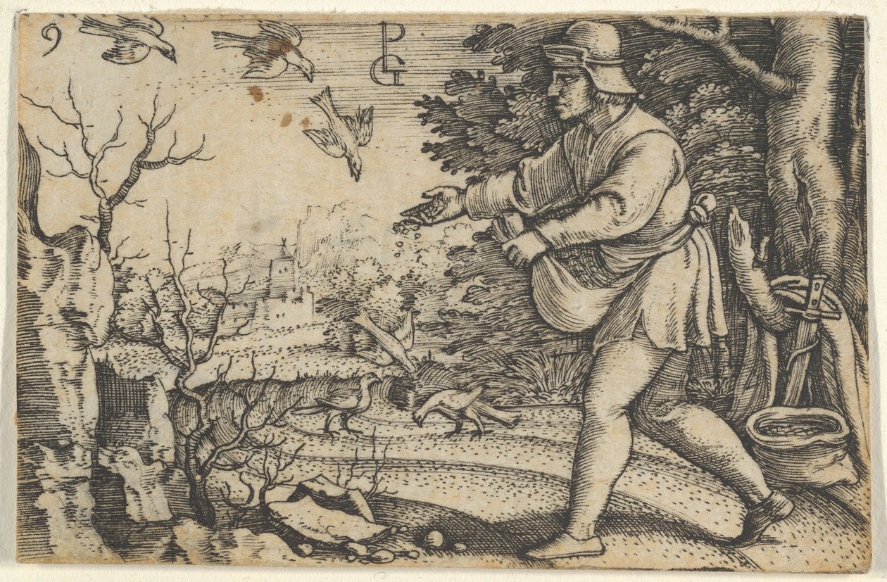 مثل الزارع ، من قصة المسيح ، 1534-1535. بواسطة جورج بينز