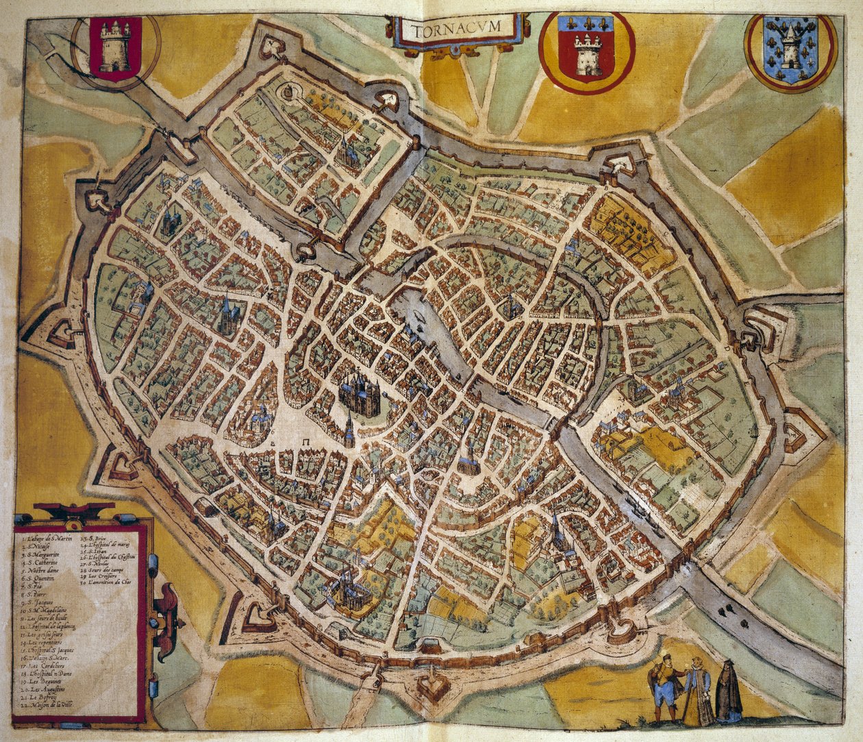 خريطة مدينة تور في فرنسا. نقش من أطلس “Braun and Hogenberg” ”1572 بواسطة فرانس