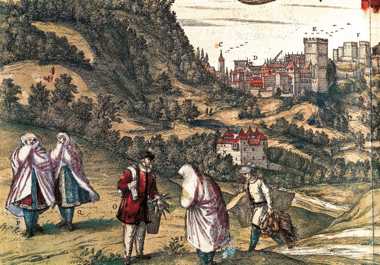 موريشيوس قصر الحمراء ، نقش لجورج براون في "Civitatis Orbis Terrarum" بقلم فرانز هوغنبرغ (1535-1590) وتحريره غوتفريد كيمبسين في كولونيا في ستة مجلدات بواسطة فرانس