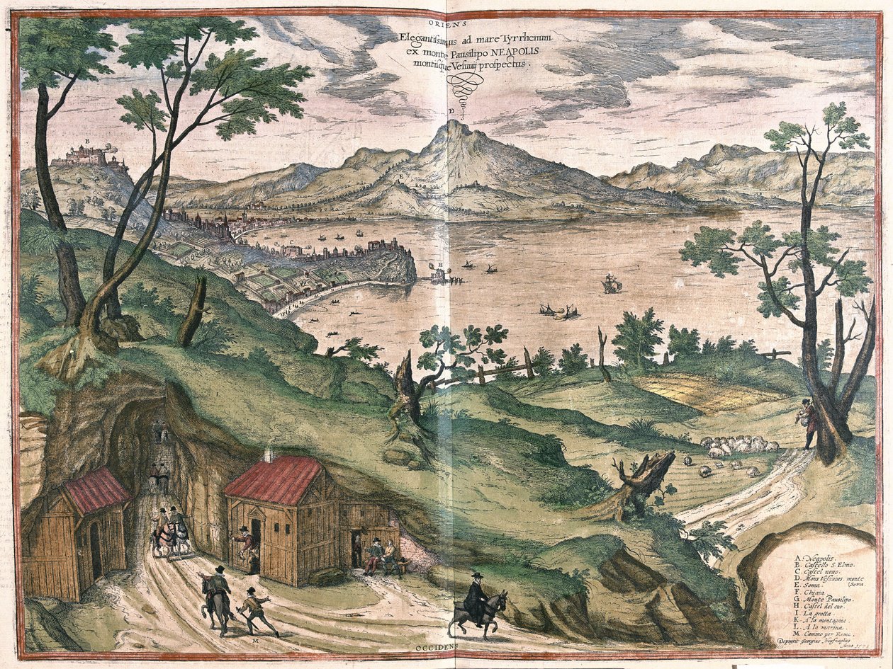 خليج نابولي وفيسوف ، إيطاليا ، عام 1579 (نقش بواسطة فرانس