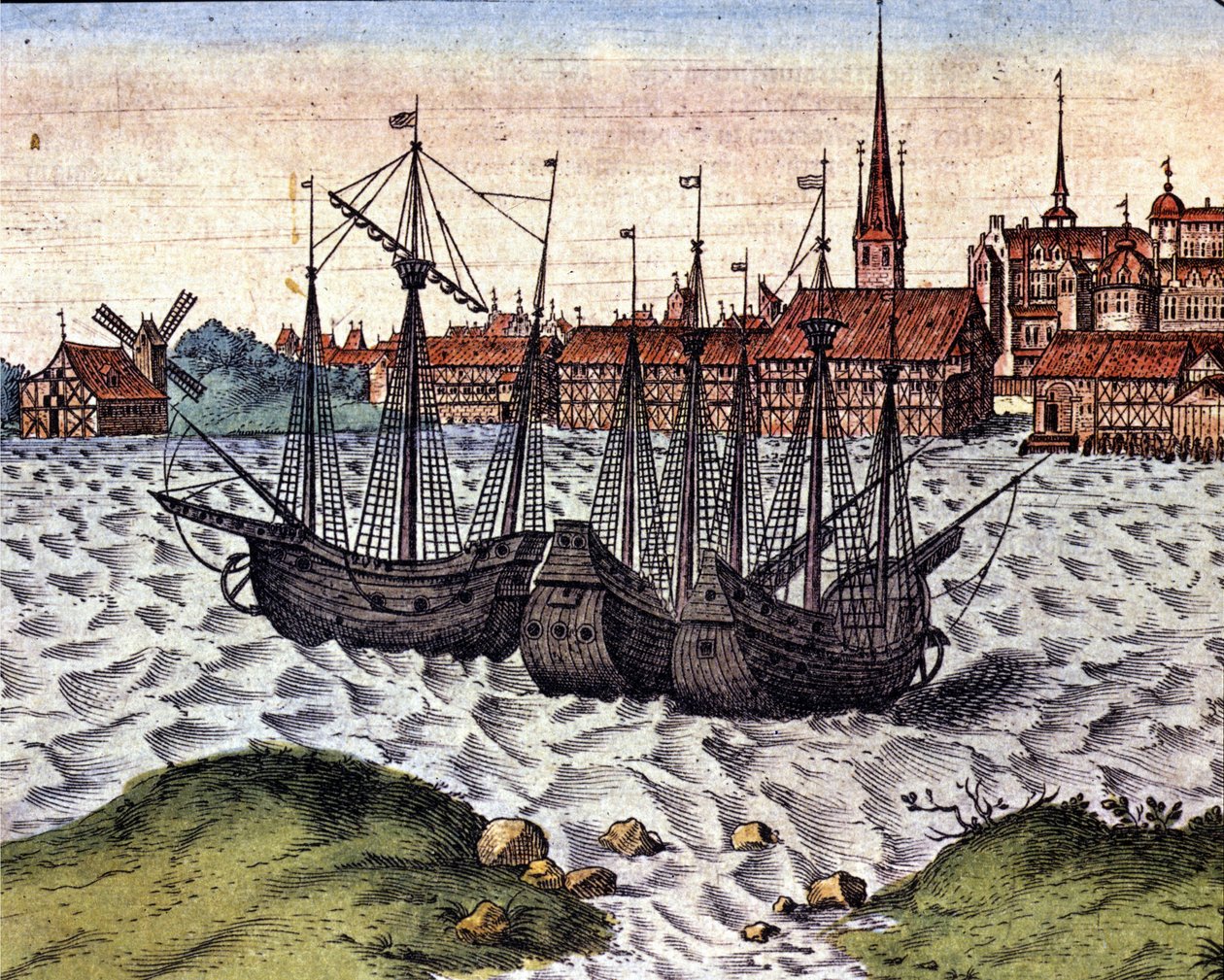 ميناء لوبيك بعد Theatrum Orbis Terrarum of Braun and Hogenberg. القرن ال 17. بواسطة فرانس