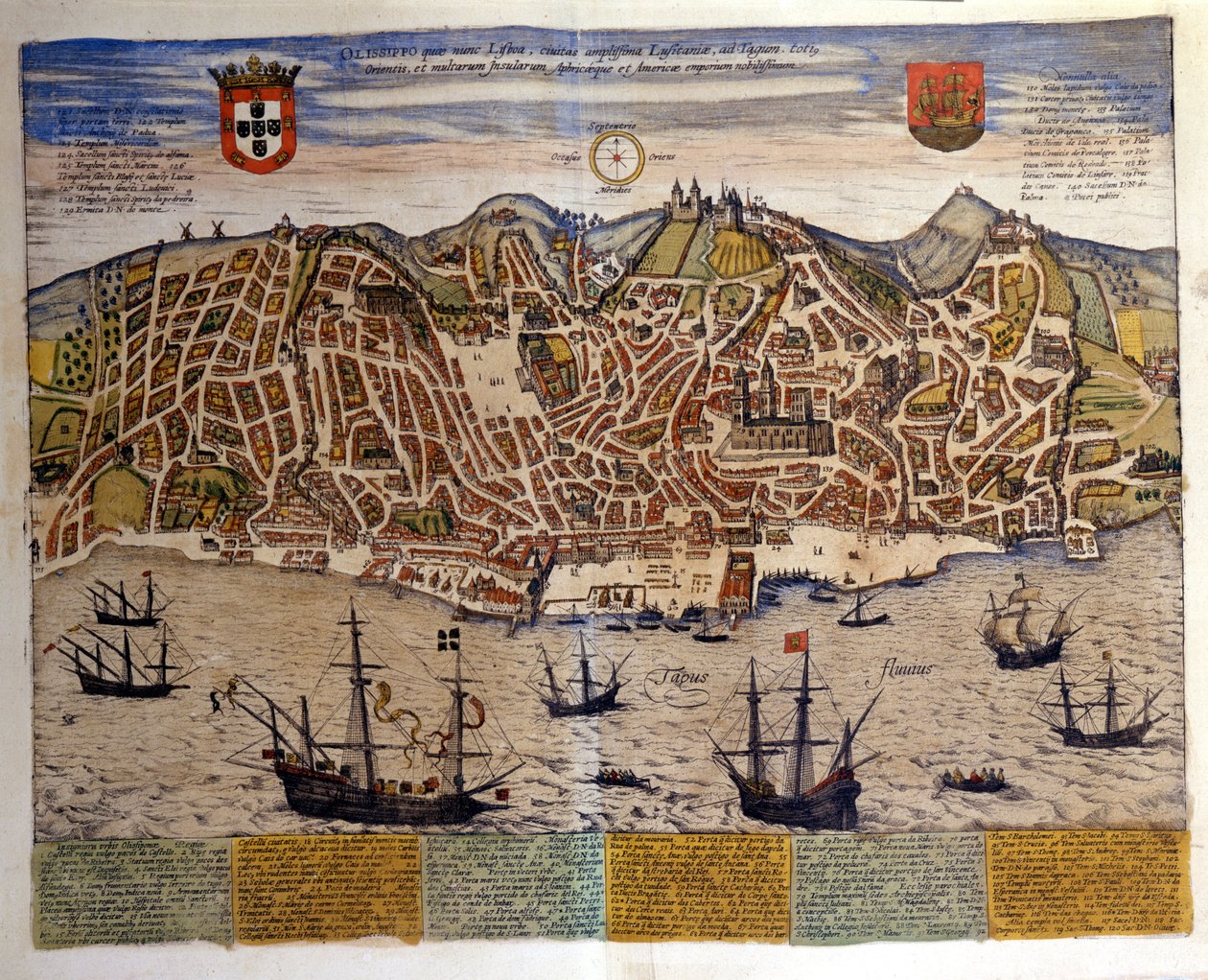 منظر لشبونة في نهاية القرن السادس عشر. Atlas "Civitates Orbis Terrarum" بقلم براون وهوجنبرغ بواسطة فرانس