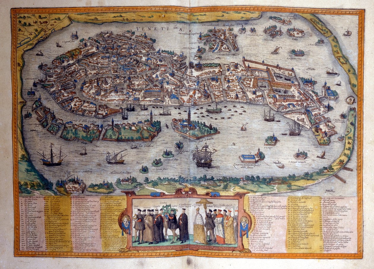 منظر لمدينة البندقية من الأطلس "Civitates Orbis Terrarum" بواسطة Braun و Hogenberg بواسطة فرانس