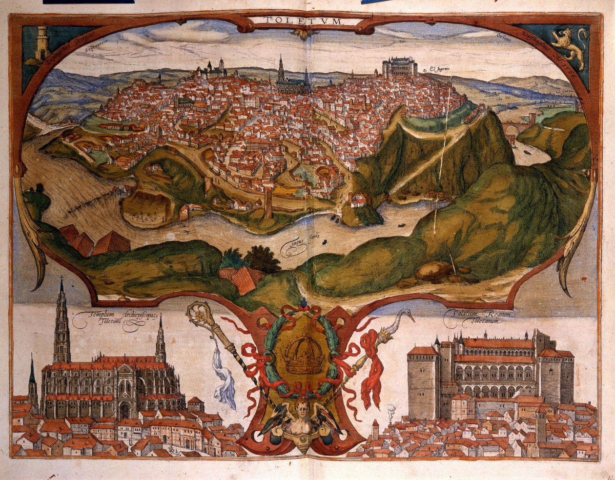 منظر لمدينة توليدو في القرن السادس عشر. نقش جورج براون في "" Civitatis Orbis Terrarum "" المجلد الأول بقلم فرانز هوغنبرغ (1535-1590) بواسطة فرانس