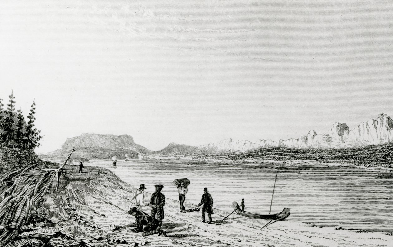 جزء من جبال روكي ، نهر ماكنيز ، 1828 بواسطة جورج باك
