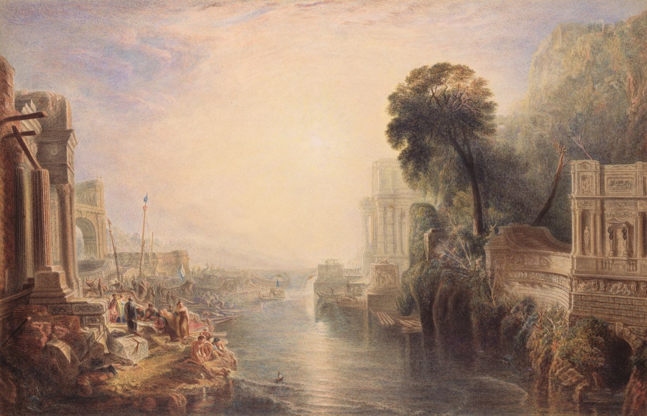 أنقاض روما القديمة ، 1820 (مرحاض ولثة عربية على الورق) بواسطة جورج باريت