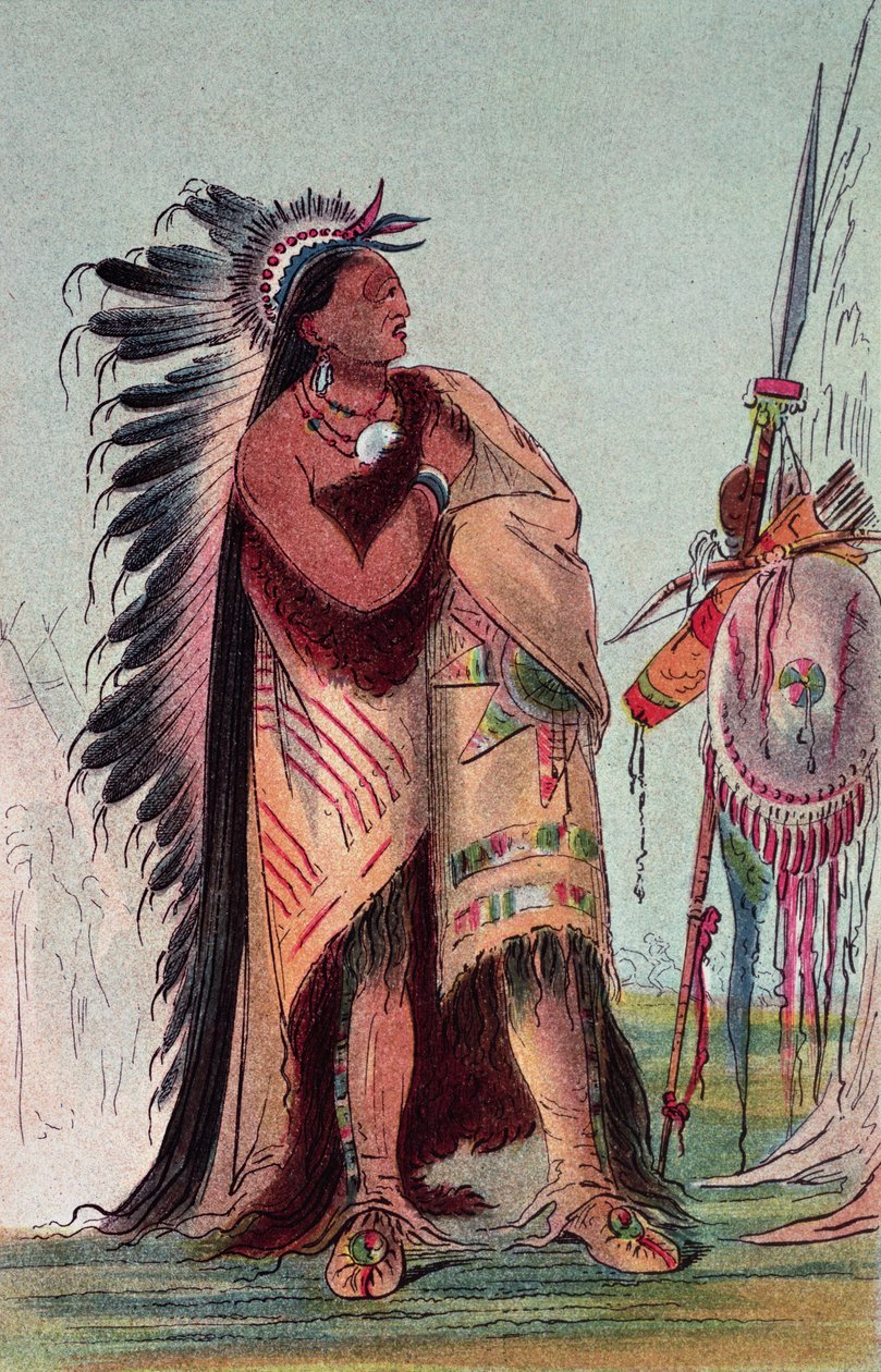 Crow Indian Pa-Ris-Ka-Roo-Pa ، "The Two Crows" (ليثو ملونة يدويًا) بواسطة جورج كاتلين