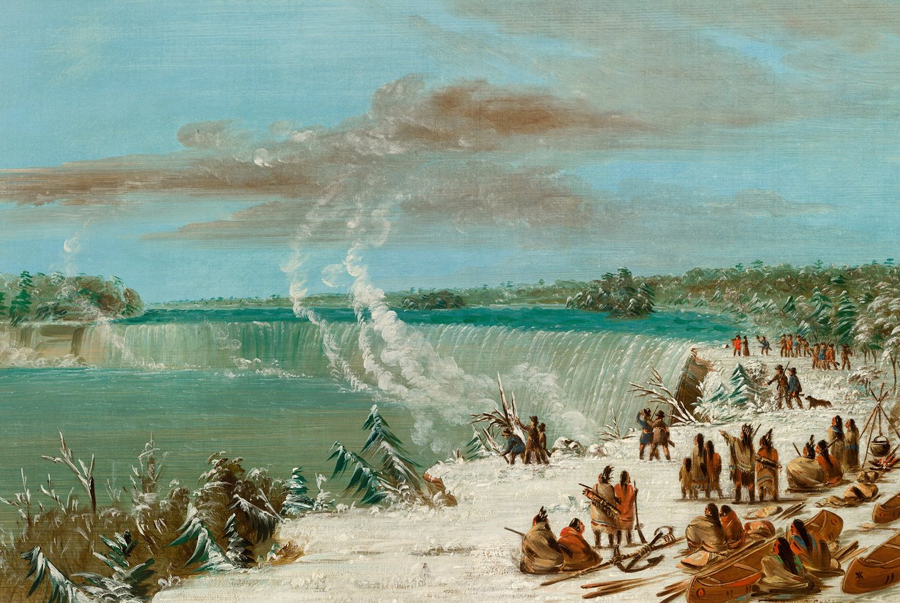 بورتاج حول شلالات نياجرا في تيبل روك ، 1847-1848 بواسطة جورج كاتلين