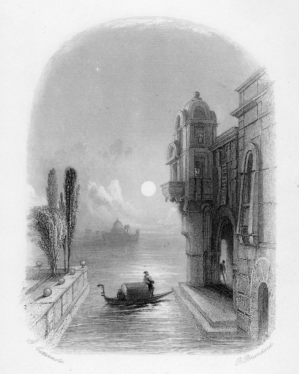 مشهد مقمر في البندقية ، منقوش بواسطة روبرت براندارد ، 1846 بواسطة جورج كاتيرمول