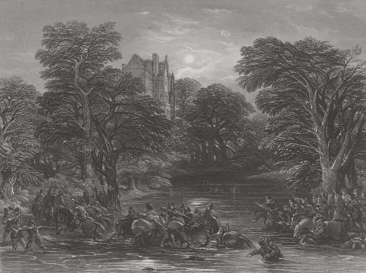 تابع الاسكتلنديون بعد معركة بريستون ، التي نقشها جي سي فارال ، 1844 بواسطة جورج كاتيرمول