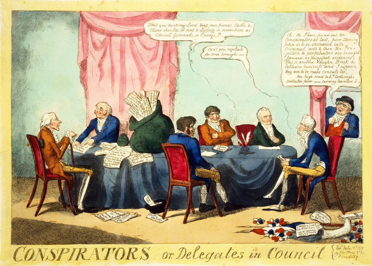 المتآمرون أو المندوبون في المجلس ، 1817 (نقش يدوي) بواسطة جورج كروكشانك