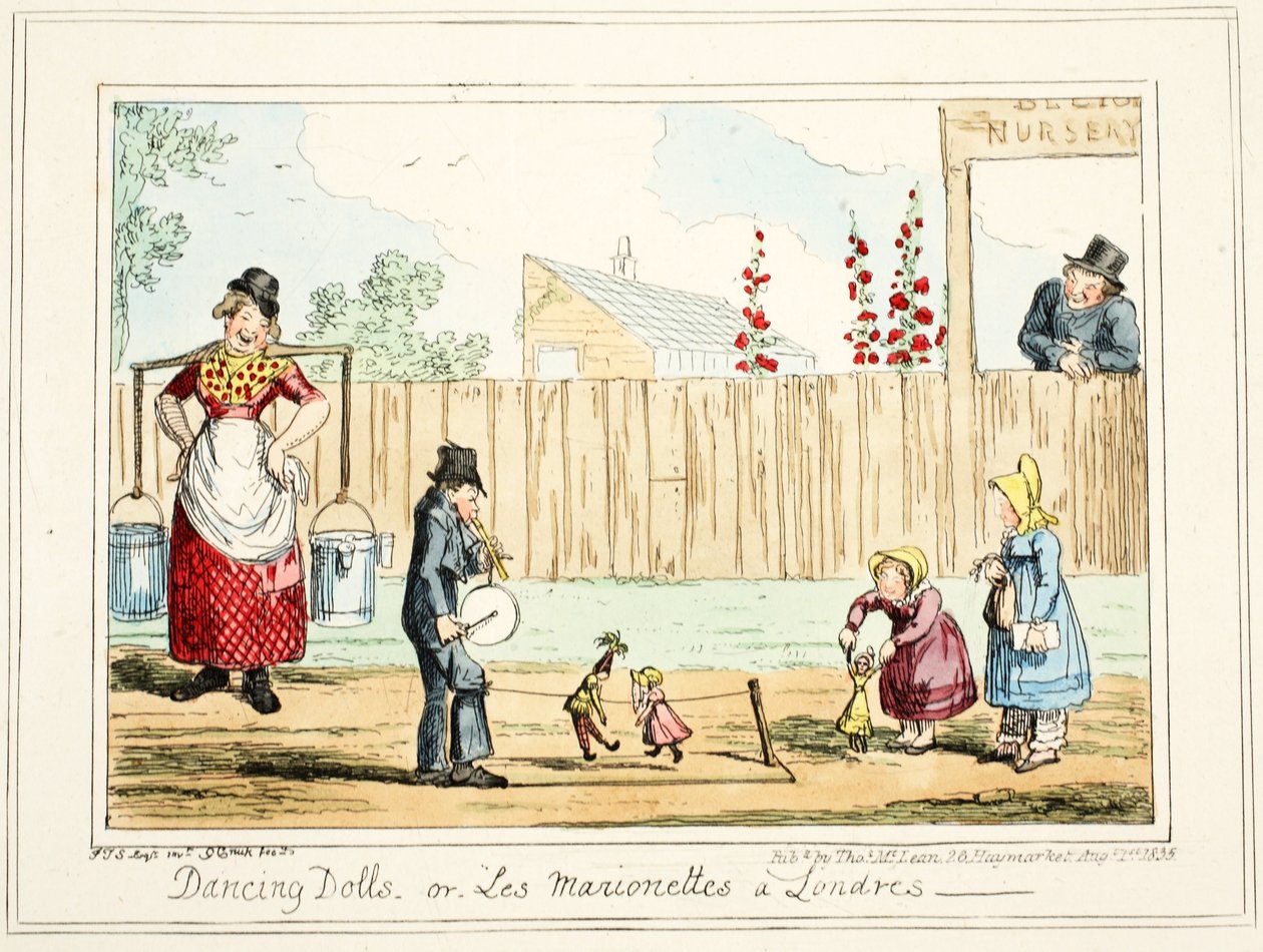 الدمى الراقصة أو "Les Marionettes a Londres" ، 1835 (نقش يدوي) بواسطة جورج كروكشانك