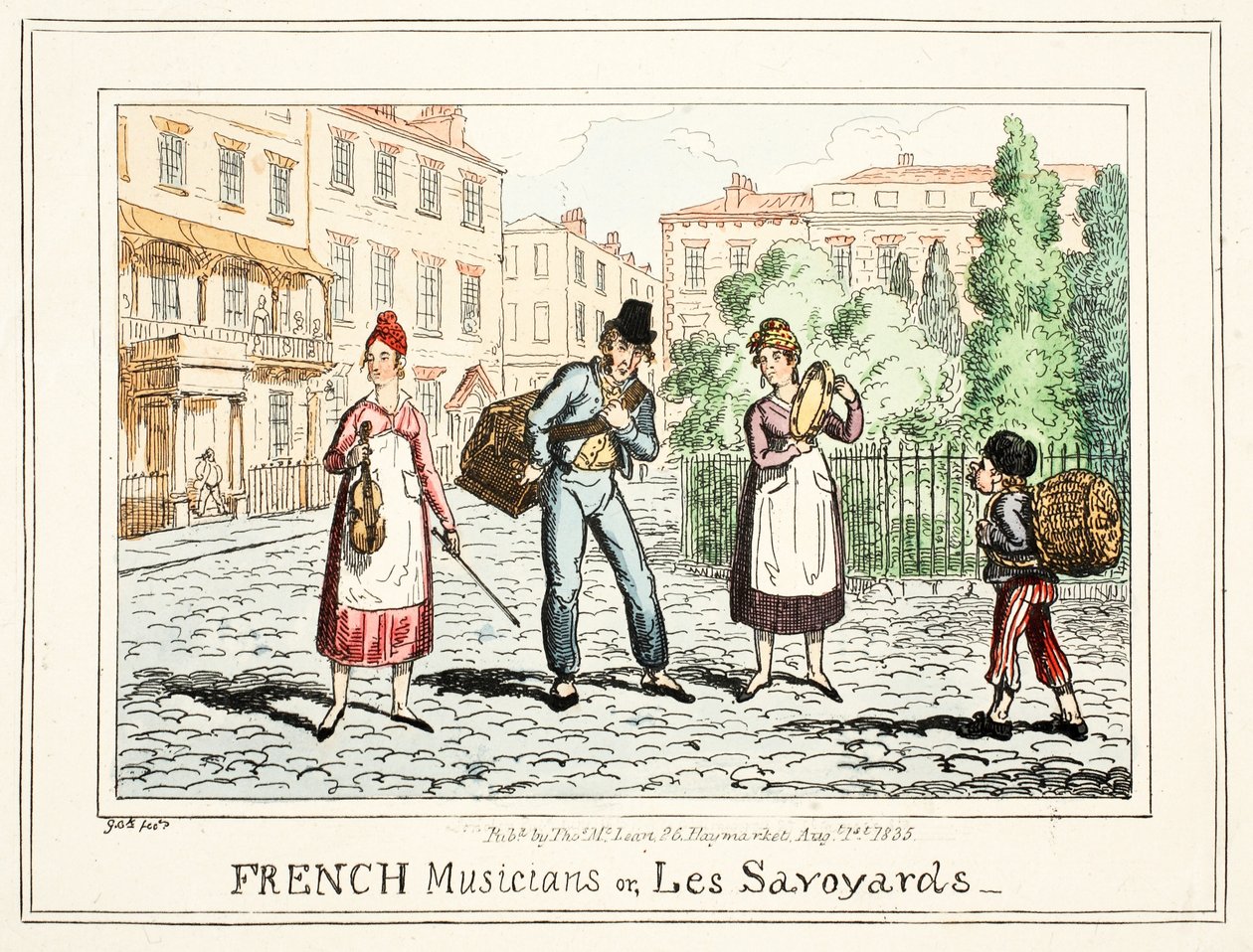 الموسيقيون الفرنسيون ، أو "Les Savoyards" ، 1835 (نقش يدوي) بواسطة جورج كروكشانك
