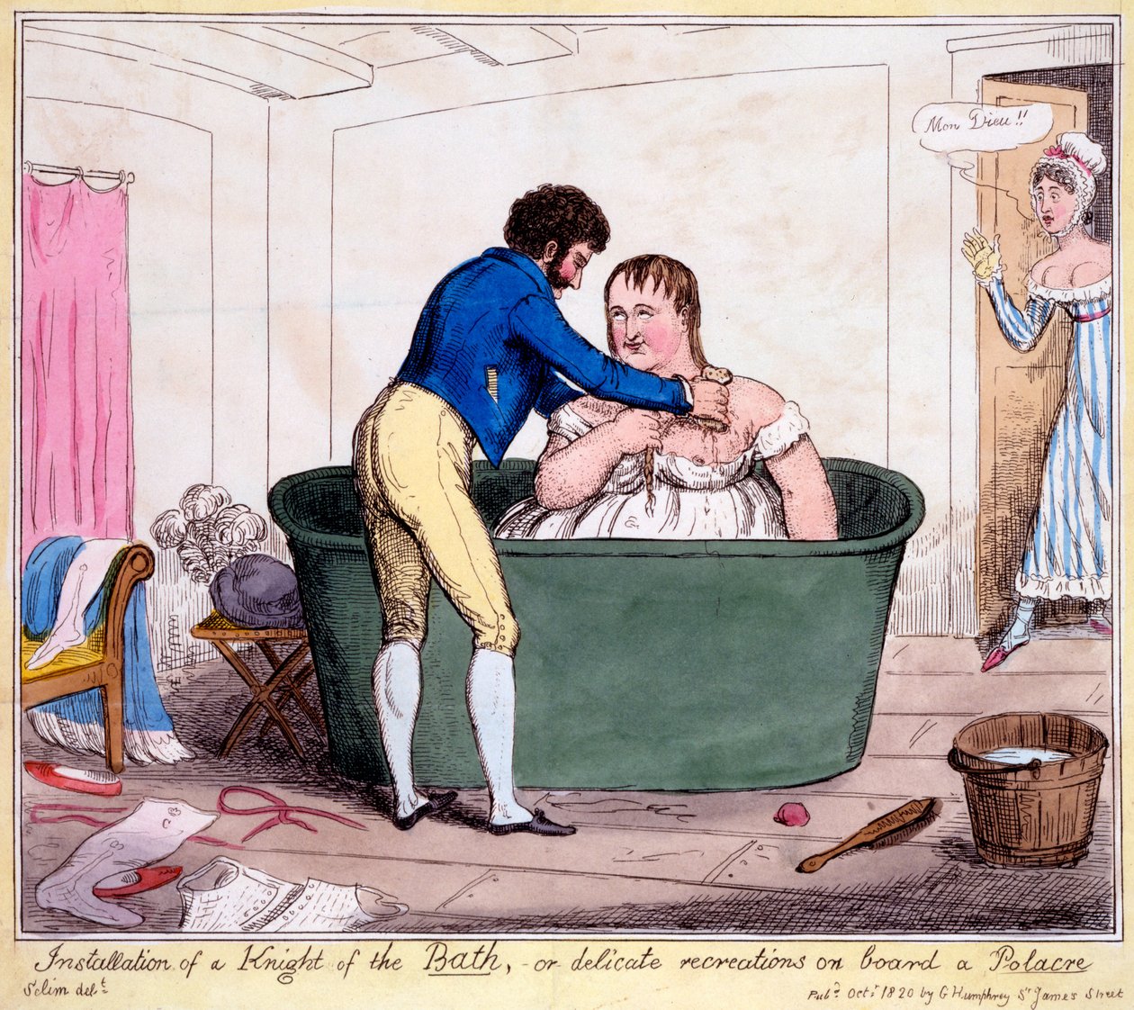 تركيب فارس من الحمام ، أو استجمام دقيق على متن Polacre ، 1820 (النقش اليدوي) بواسطة جورج كروكشانك