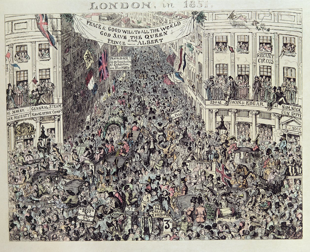 معرض مايهيو العظيم ، لندن ، 1851 (النقش الملون) بواسطة جورج كروكشانك