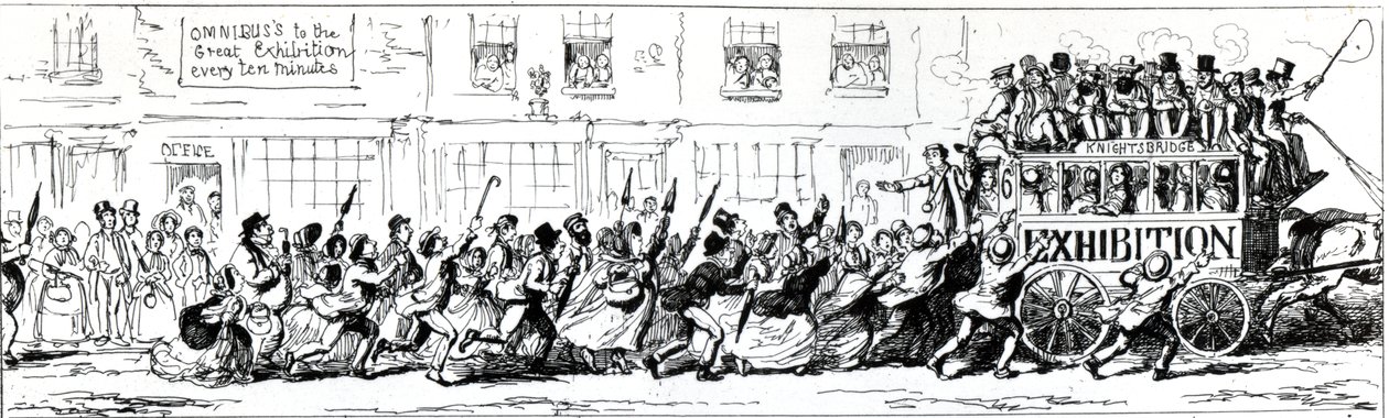 "Omnibus&39;s to the Great Exhibition كل عشر دقائق" ، التفاصيل من Odds and Ends ، للداخل والخارج ، 1851 (تفاصيل 151675) بواسطة جورج كروكشانك