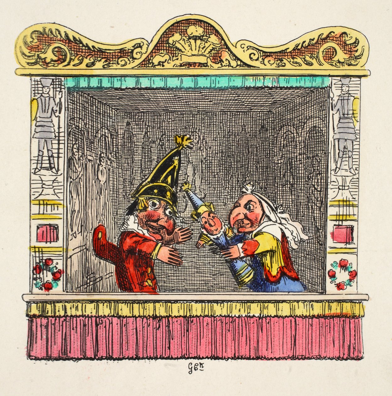 لكمة وجودي مع الطفل من حانة لكمة وجودي. 1827 (نقش يدوي) بواسطة جورج كروكشانك