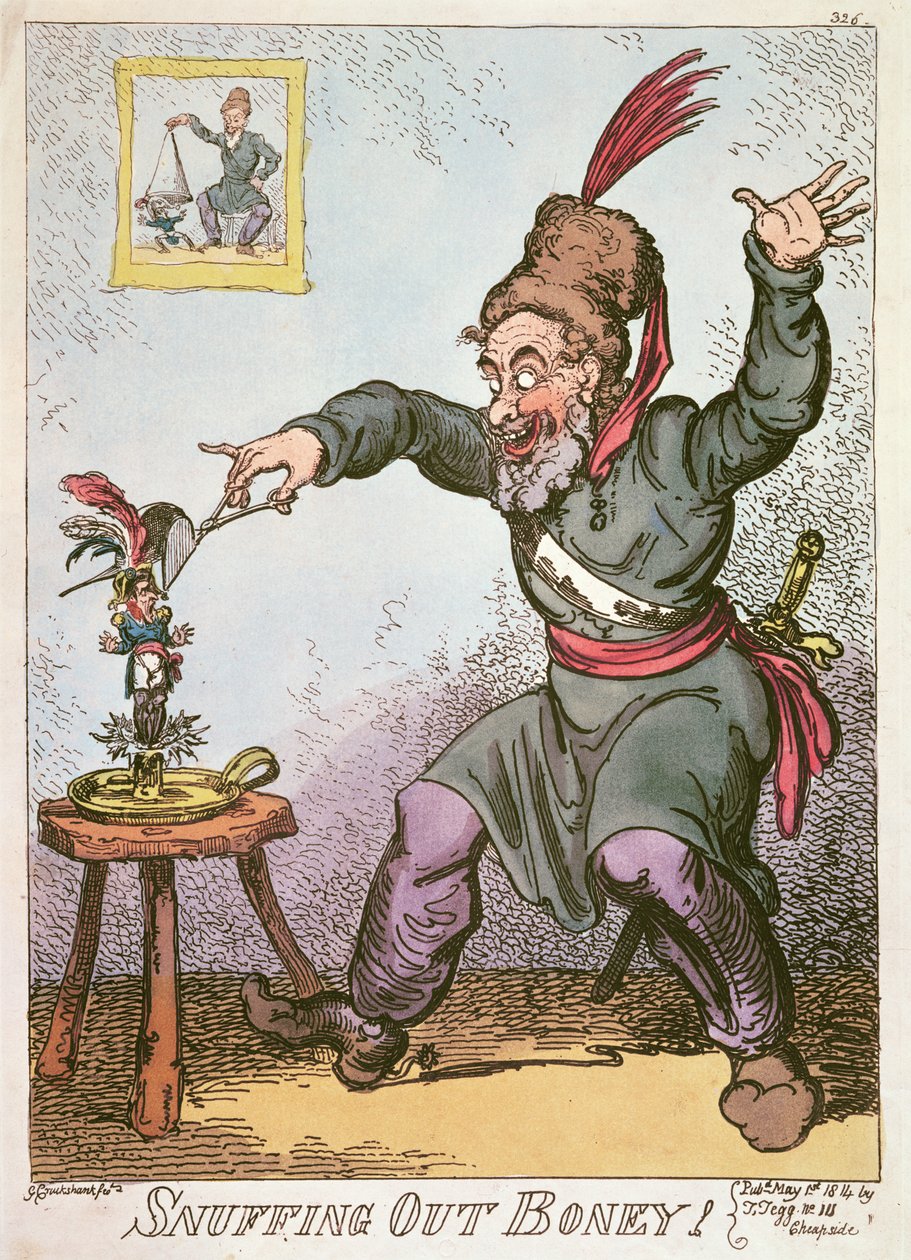 استنشاق بوني ، 1814 (الطباعة الحجرية الملونة) بواسطة جورج كروكشانك