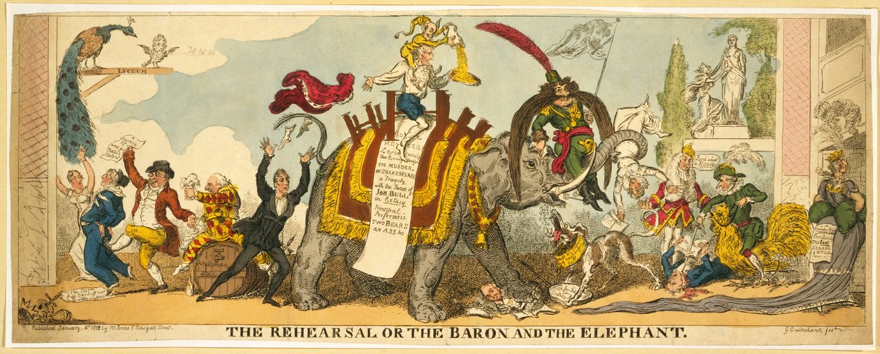 البروفة أو البارون والفيل. 1812 (نقش يدوي) بواسطة جورج كروكشانك