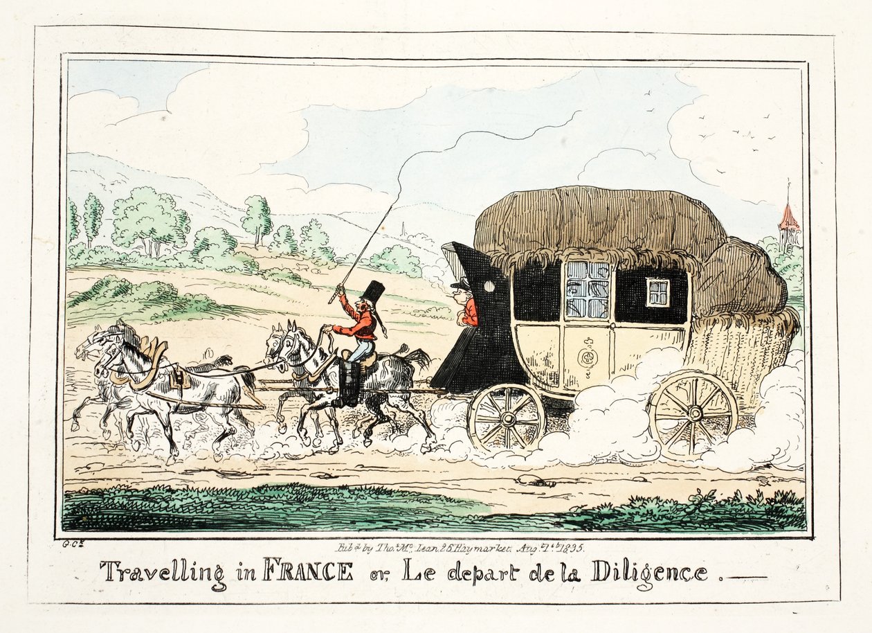 السفر في فرنسا أو Le Depart de la Diligence ، 1835 (نقش يدوي) بواسطة جورج كروكشانك