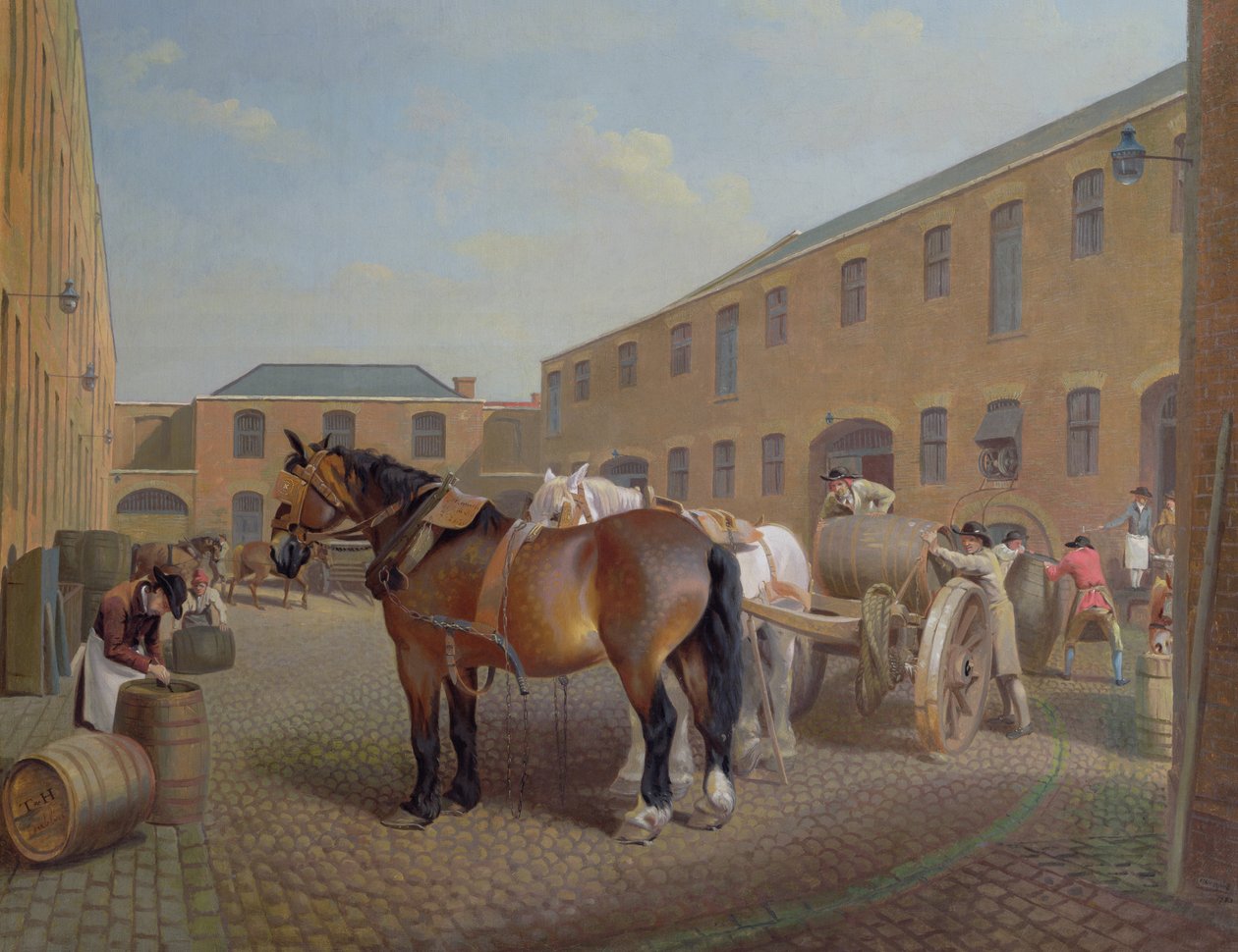 تحميل Drays في Whitbread Brewery ، شارع تشيسويل ، لندن ، 1783 بواسطة جورج جارارد