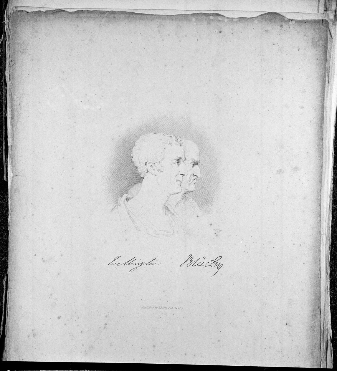 صور الملف الشخصي لـ Wellington و Blücher ، النقش بواسطة Samuel Mitan ، 1817 بواسطة جورج جونز