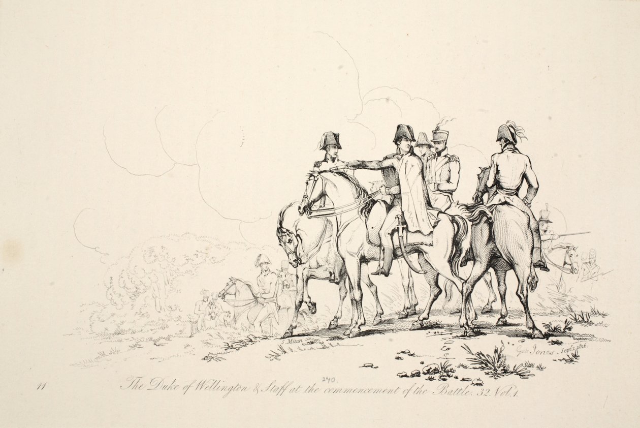 دوق ويلينغتون والأركان في بداية المعركة ، حانة. بوث ، 1816 بواسطة جورج جونز