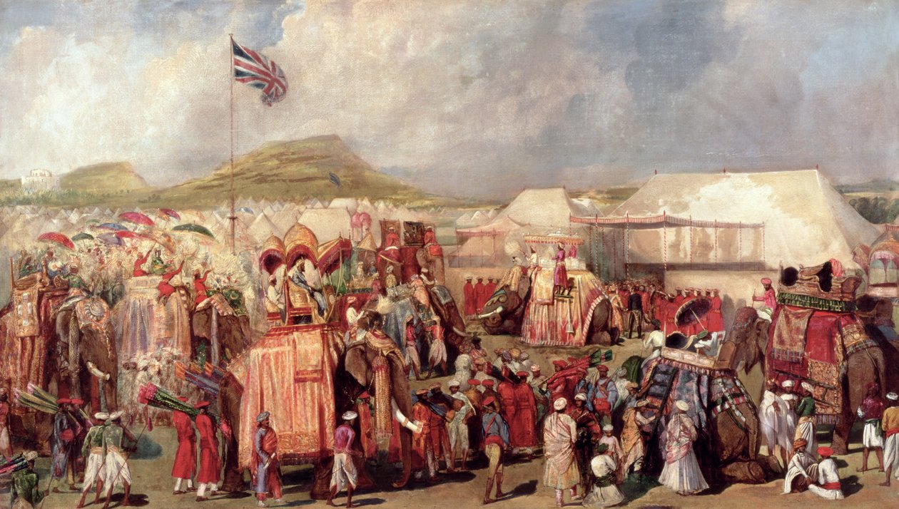 الأمراء الأصليون يصلون إلى المعسكر للتجمع الإمبراطوري في دلهي ، 1877 بواسطة جورج لاندسير