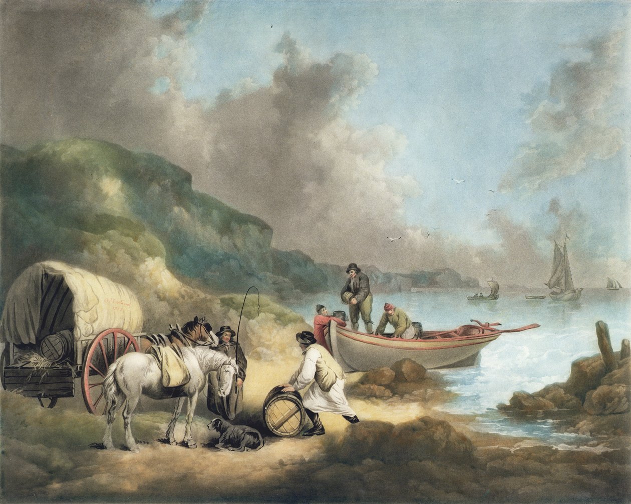 المهربون ، نقش جيمس وارد (1769-1859) ، حانة. بواسطة JR Smith ، 1793 (نقش mezzotint) (زوج من 125517) بواسطة جورج مورلاند
