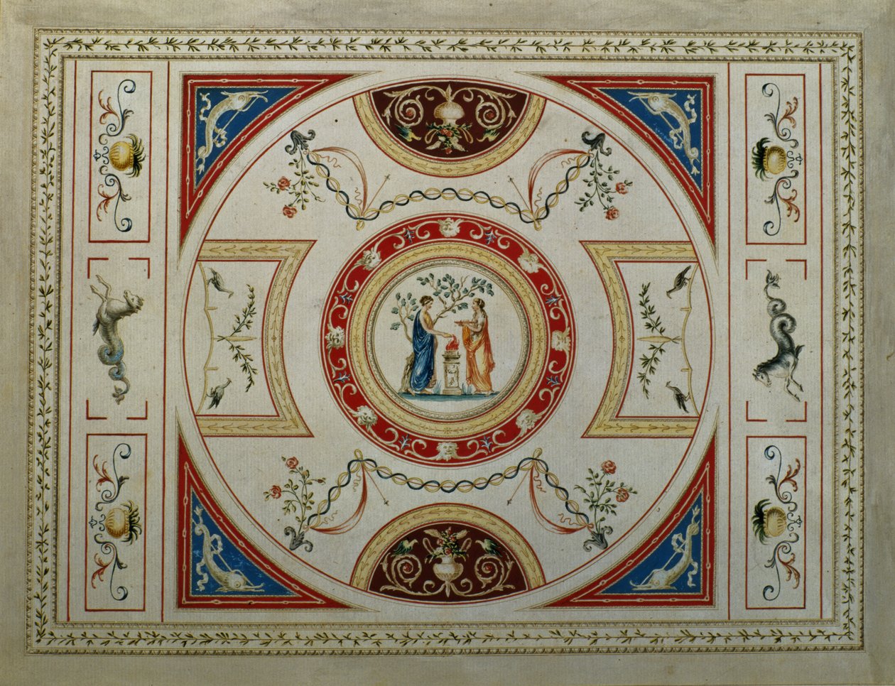 التصميم الكلاسيكي الجديد لصفحة العنوان ، 1776 (قلم وحبر وجواش على ورق) بواسطة جورج ريتشاردسون