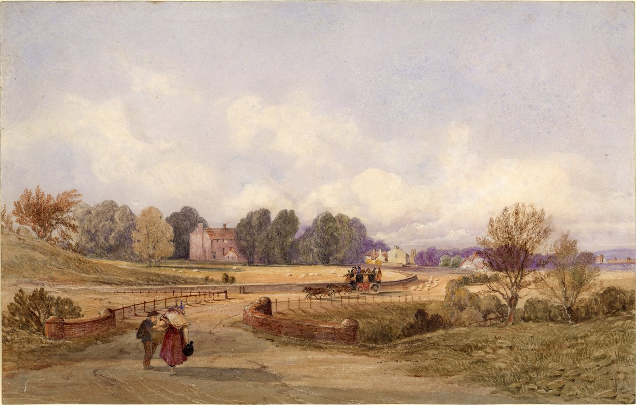 The Stage Coach Road (Northumberland) (لون الجسم ، قلم رصاص ومرحاض على ورق) بواسطة جورج ريتشاردسون