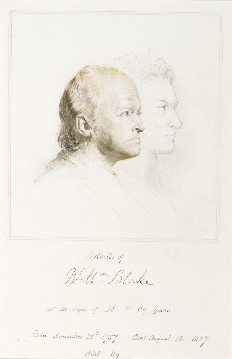 William Blake (1757-1827) في الشباب والعمر (الجرافيت بفرشاة وحبر بني) بواسطة جورج ريتشموند