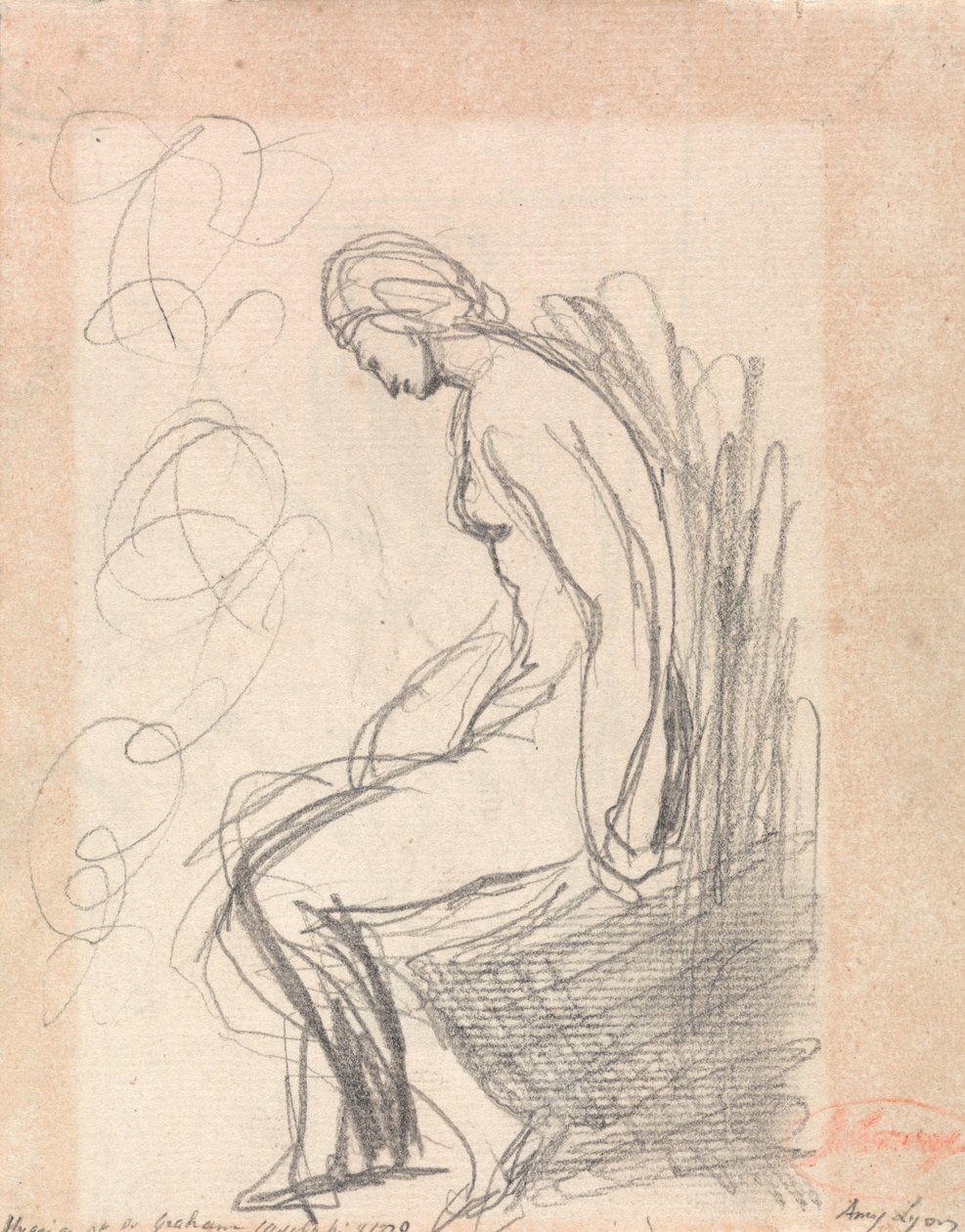 جالسة امرأة عارية (Hygeia at Doctor Grahams) بواسطة جورج رومني