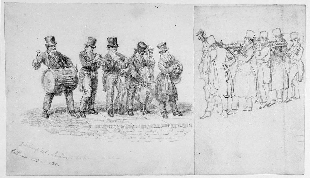 موسيقيو شارع لندن ، c.1820-30 بواسطة جورج سنر شارب
