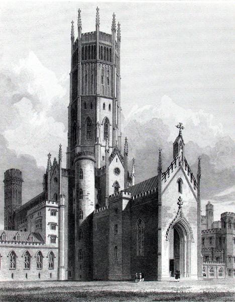 Fonthill Abbey من الشمال الغربي ، "الرسوم التوضيحية الرسومية والأدبية من Fonthill Abbey" بقلم جون بريتون ، نقشها جيه لامبرت بواسطة جورج (بعد) كاترمول