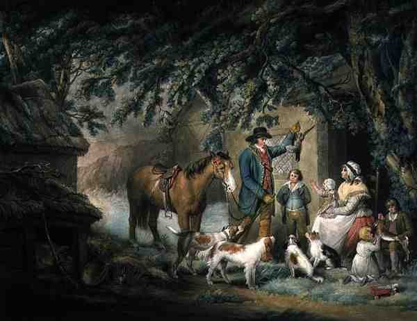 المساء ، أو عودة الرياضي ، محفور وحانة. بواسطة جوزيف جروزر (1755-99) بواسطة جورج (بعد) مورلاند