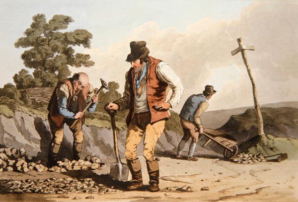 الكسارات الحجرية ، من "زي يوركشاير" نقشها روبرت هافيل (1769-1832) 1814 (ليثو ملون) بواسطة جورج (بعد) ووكر