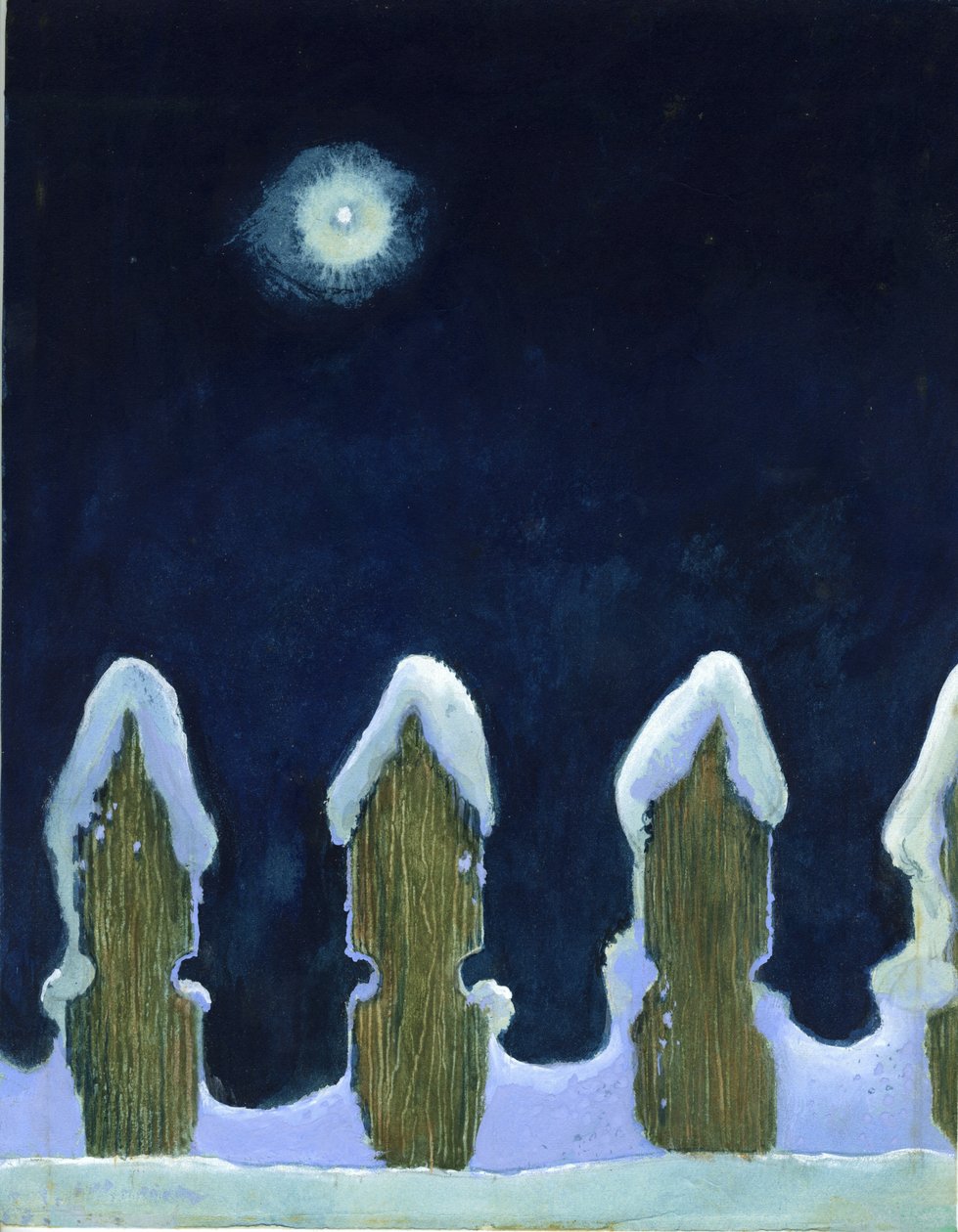 سياج Moonlit ثلجي ، 1970s بواسطة جورج آدمسون