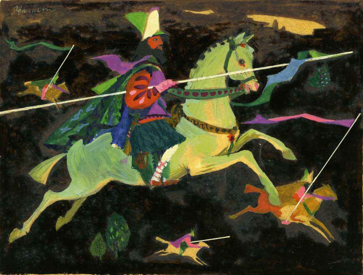 فارس الليل مع الرماح ، 1960s بواسطة جورج آدمسون