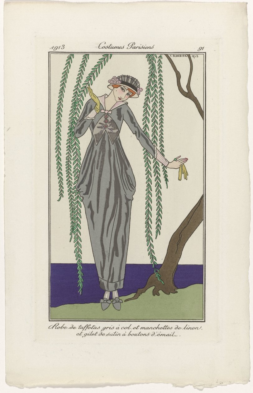 Journal des Dames et des Modes، Costumes Parisiens، 1913، No. 91: Dress in taffeta (...) بواسطة جورج حلاق