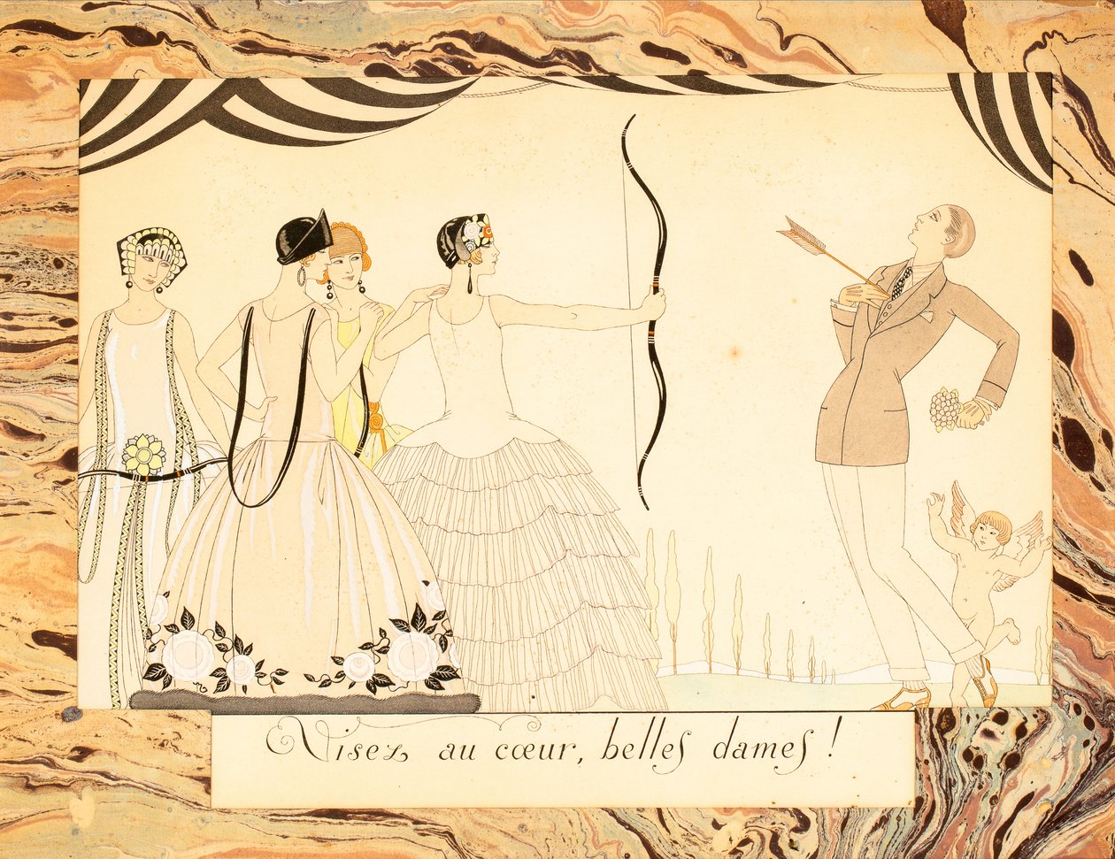 الهدف للقلب أيها السيدات الجميلات! من Le Bonheur du Jour or، Les Graces à la Mode، 1924. بواسطة جورج حلاق