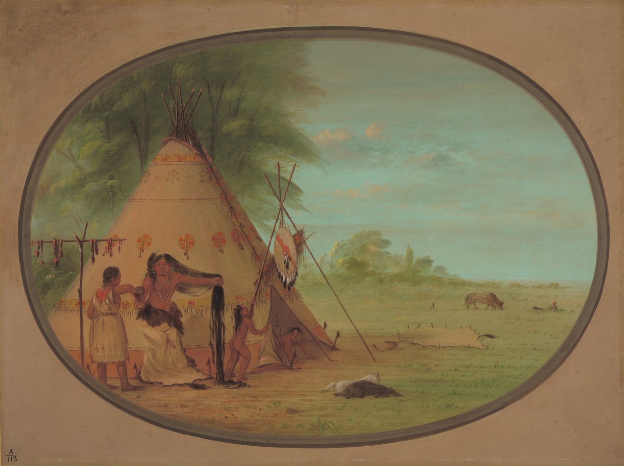 A Crow Chief at His Toilette، 18611869. بواسطة جورج كاتلين